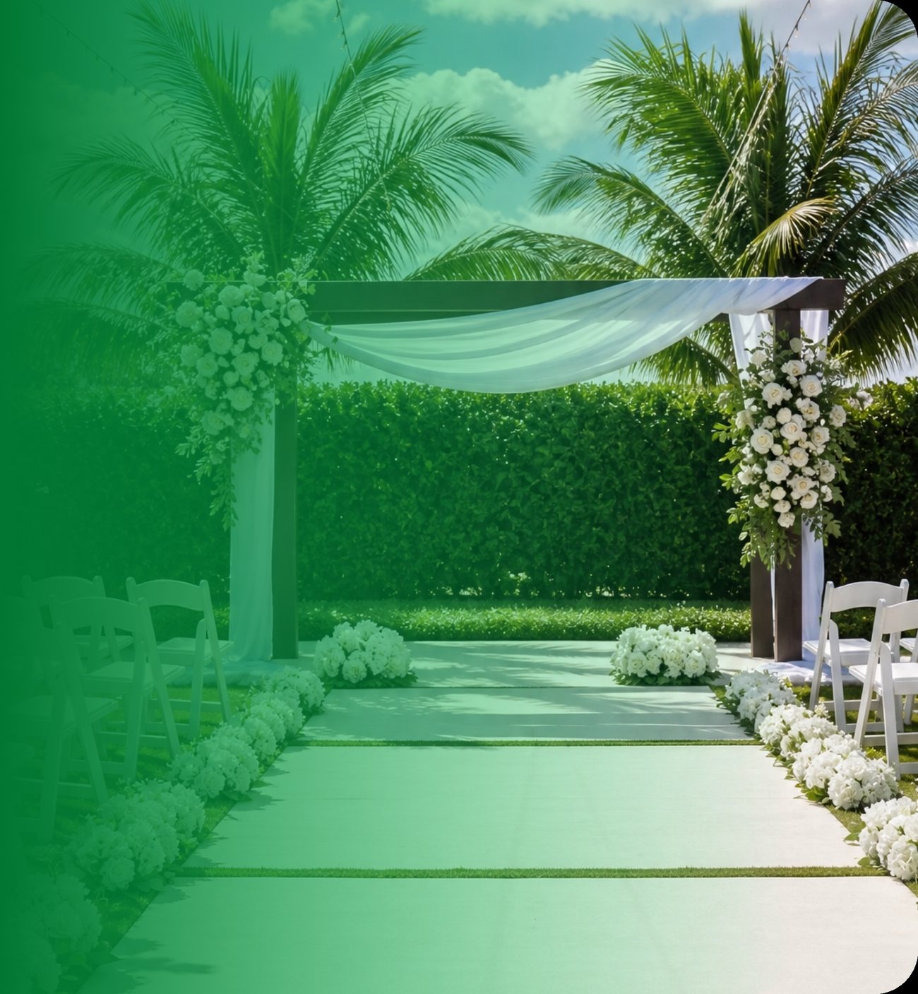 Decoração com plantas em evento ao ar livre
