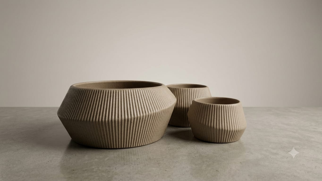 Vasos & cachepôs — Polietileno, cerâmica e cimento com acabamentos exclusivos.